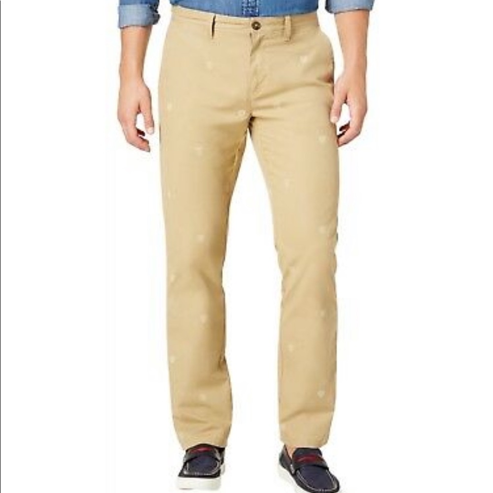 Tommy Hilfiger men’s khaki pants with logo shield print